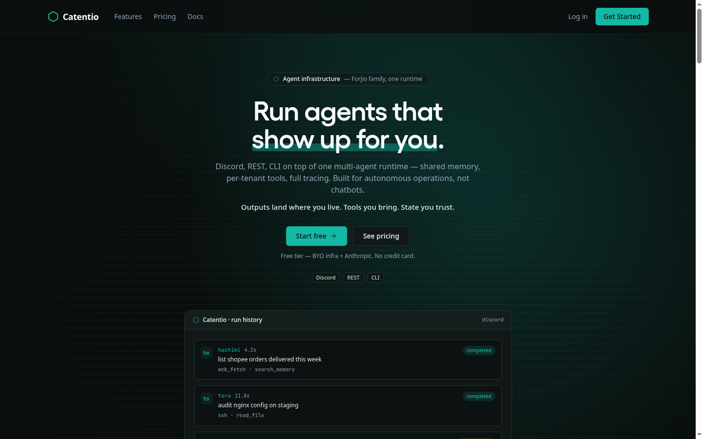 Catentio dashboard