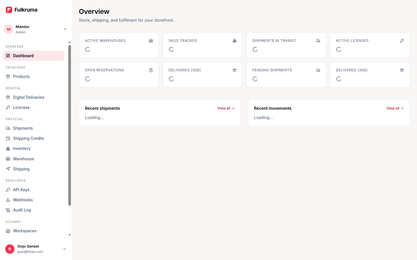 Fulkruma dashboard