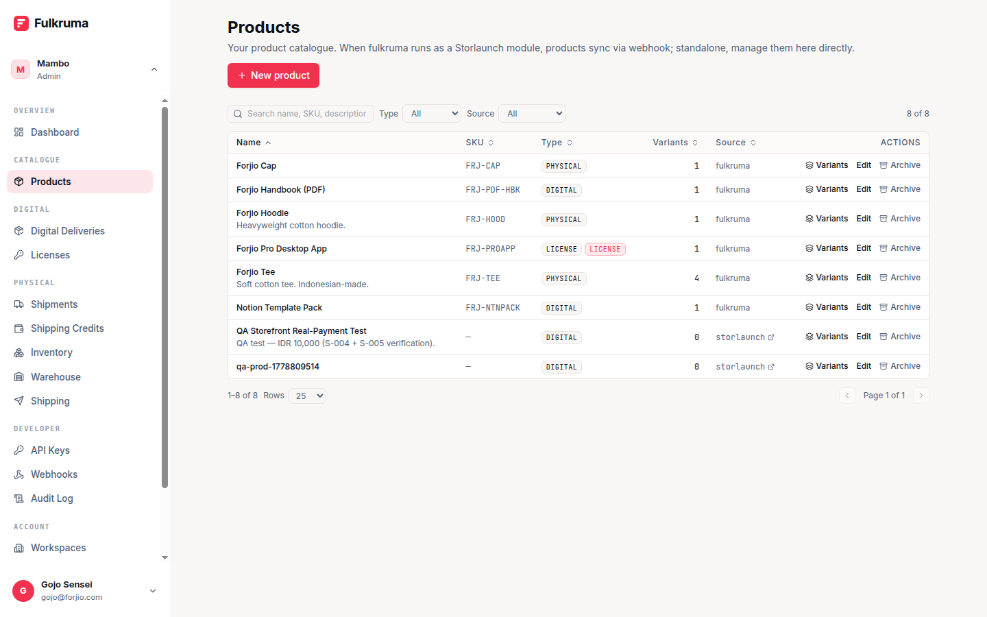 Fulkruma — Products