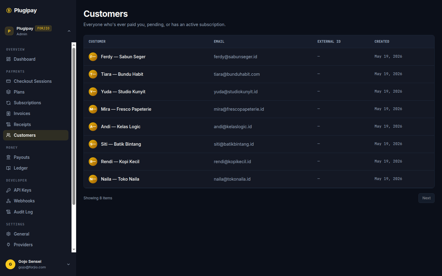 Plugipay — Customers