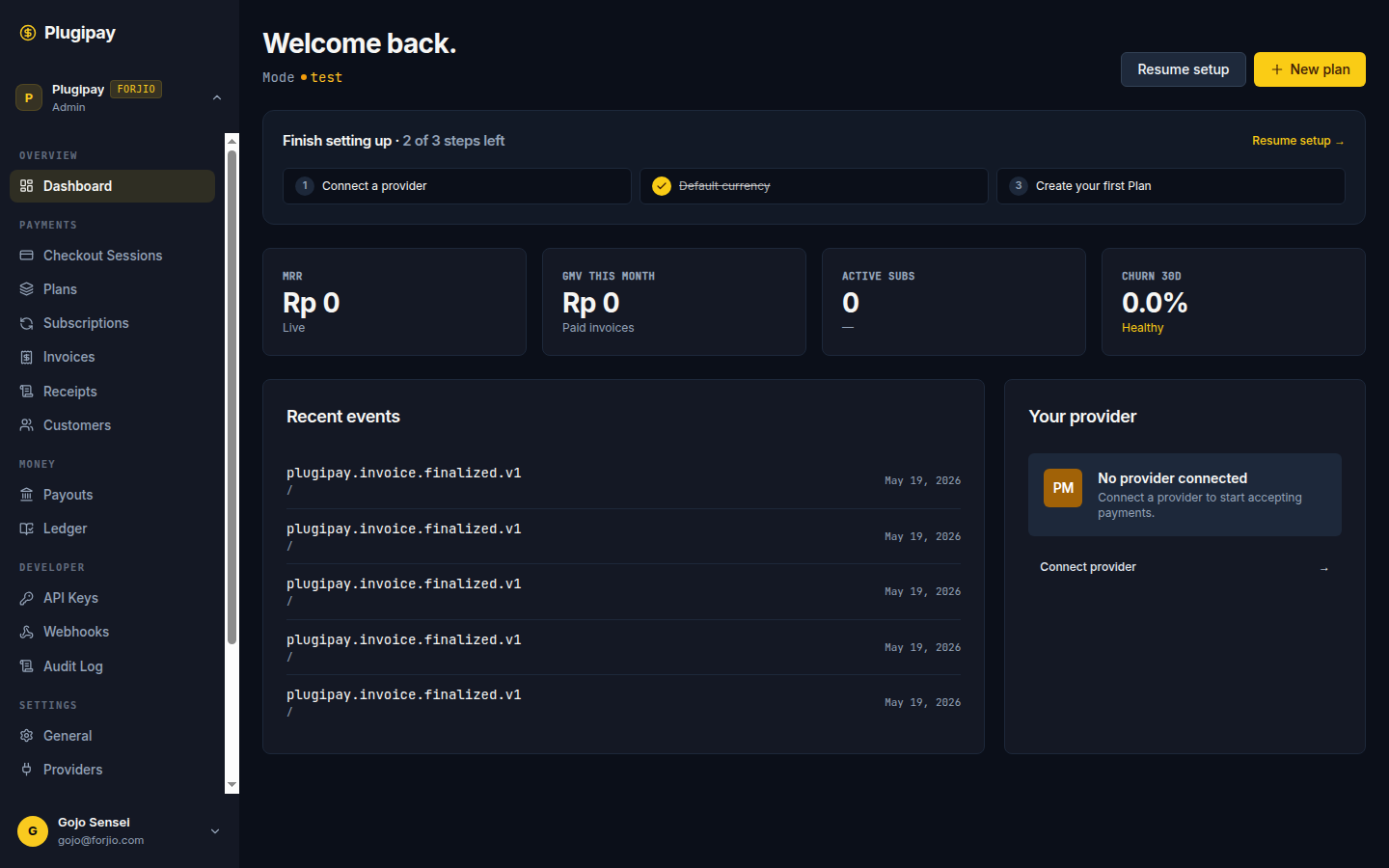 Plugipay dashboard