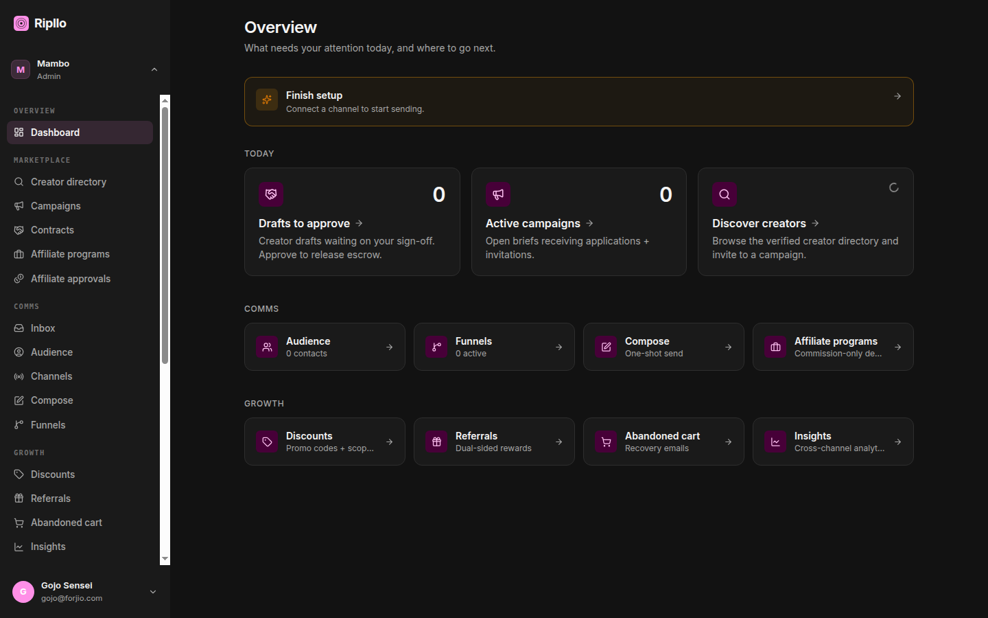 Ripllo dashboard