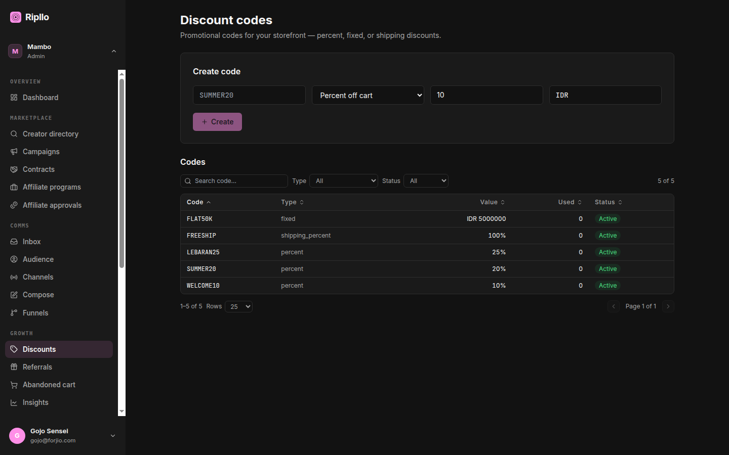 Ripllo — Discounts
