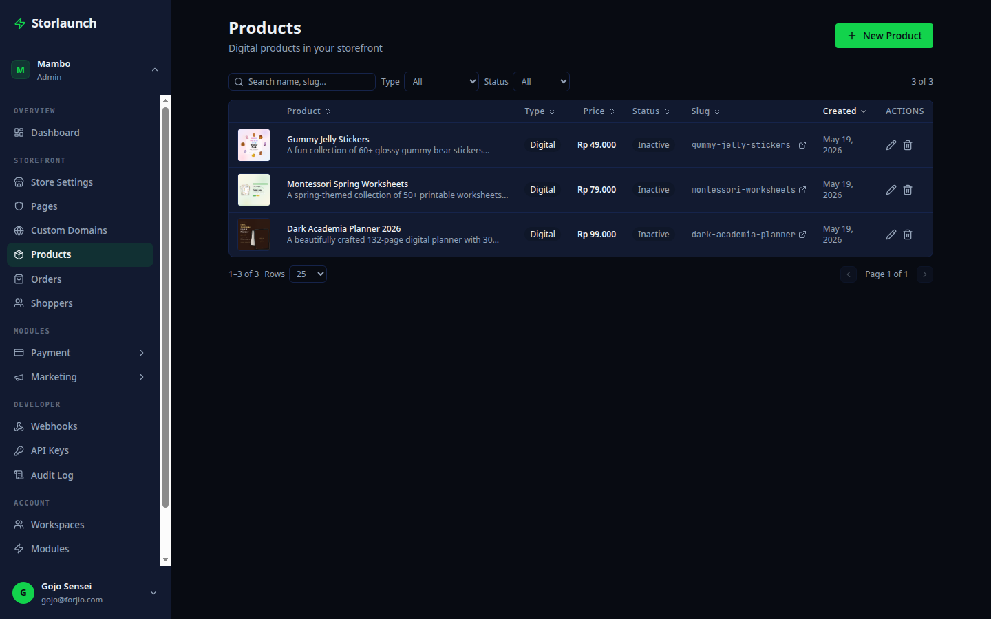 Storlaunch — Products